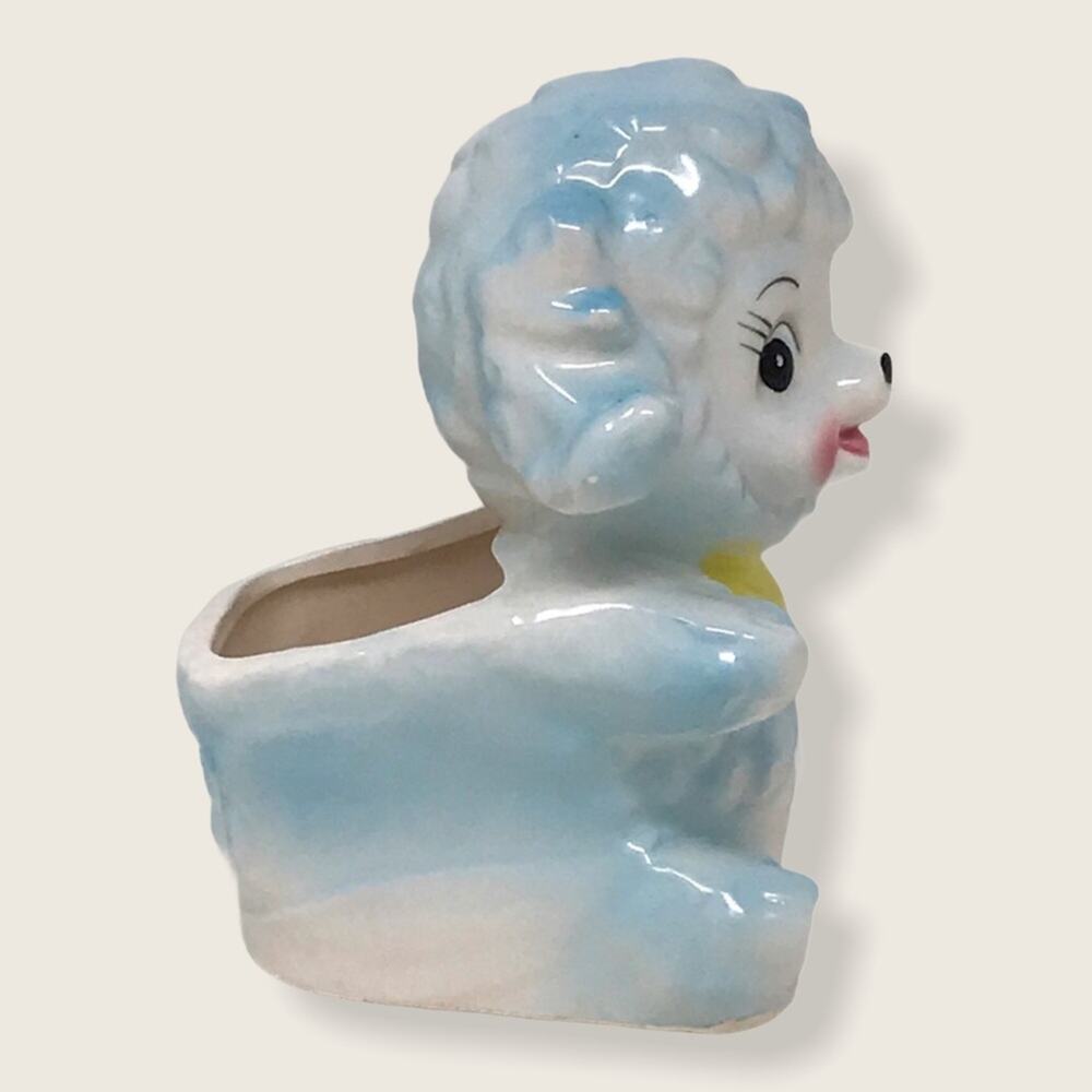 Baby Blue Ceramic Lamb Vase Planter Flower Pot Velco of Japan - Picture 3 of 7